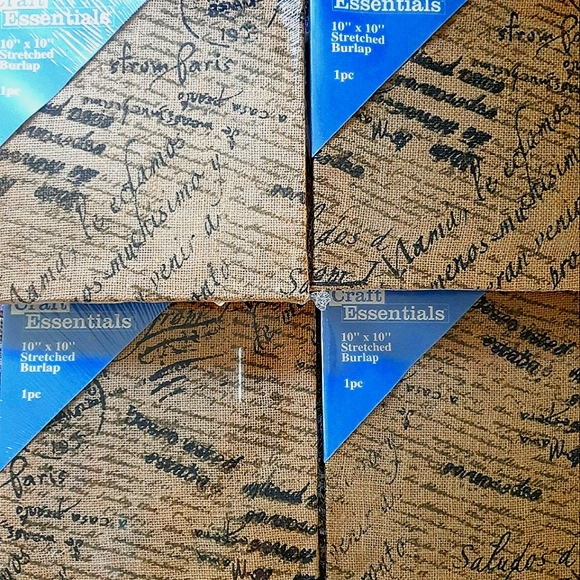 New. French Print 10"x10" Stretch Burlap Frame - Picture 3 of 7